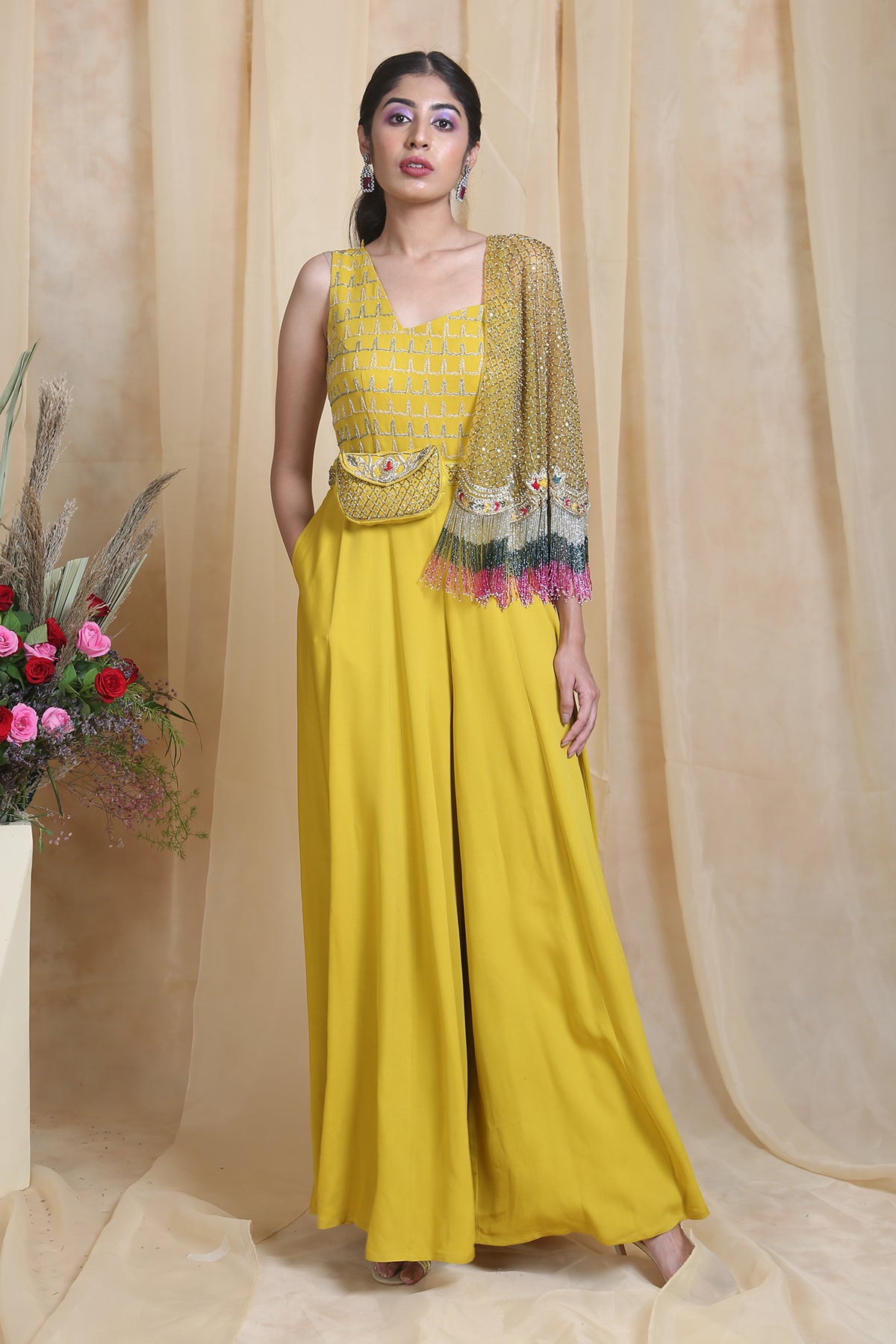 Yellow cape sales jumpsuit