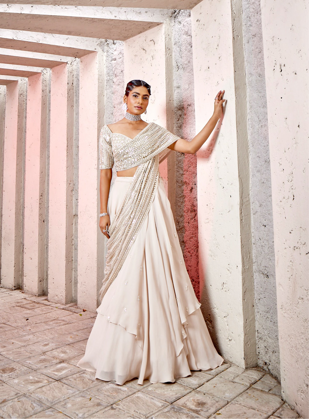 Sansa Crop Top Drape Skirt Set – Miku Kumar