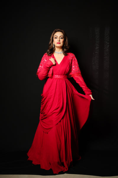 Akriti Kakar in Prisha Drape Gown Set