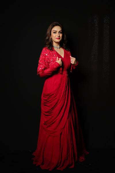 Akriti Kakar in Prisha Drape Gown Set