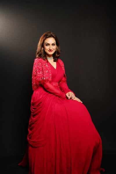 Akriti Kakar in Prisha Drape Gown Set