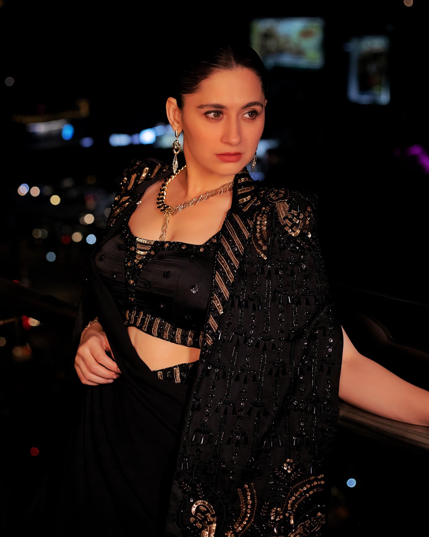 Sanjeeda Shaikh in Zoha Jacket Drape Set