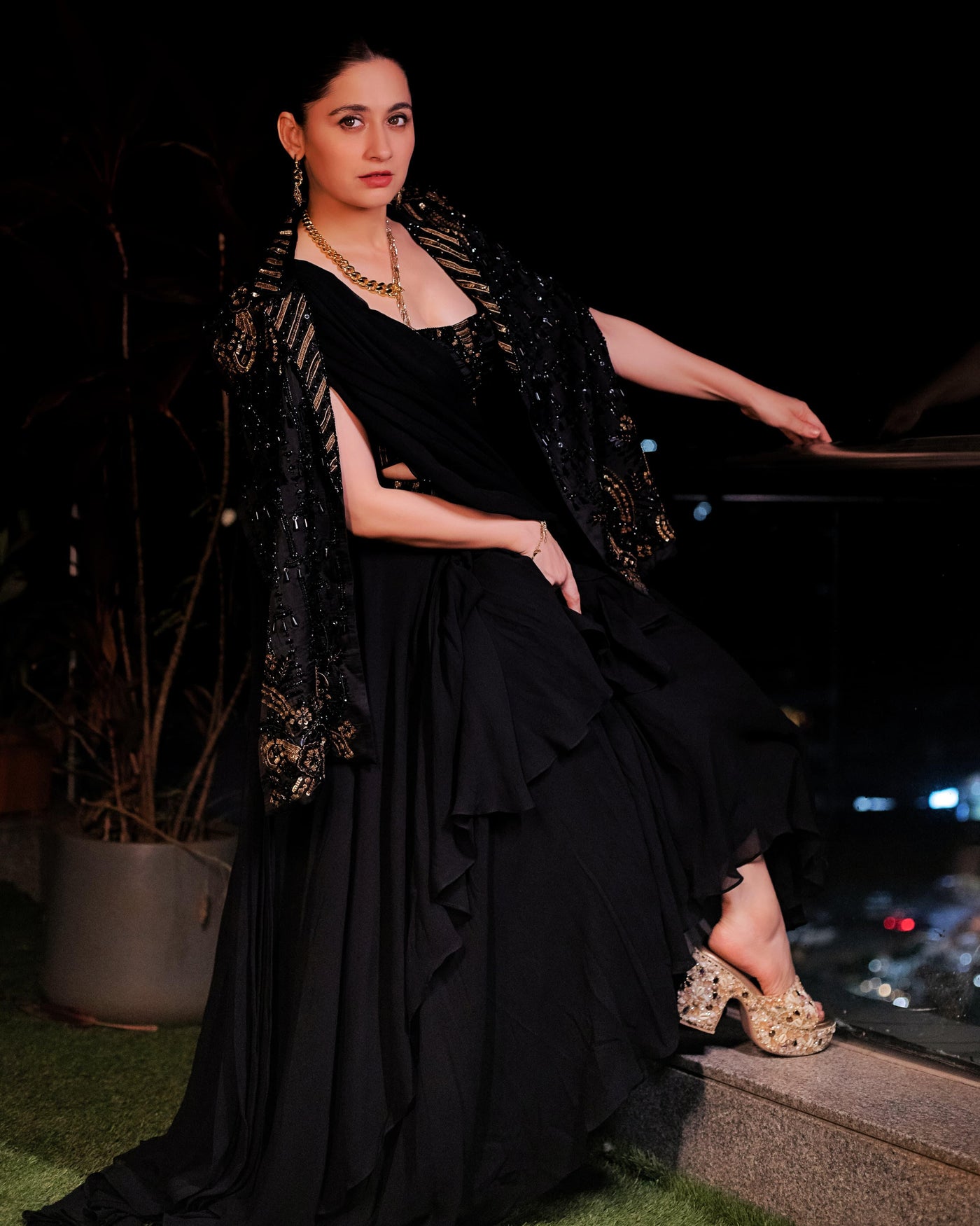 Sanjeeda Shaikh in Zoha Jacket Drape Set