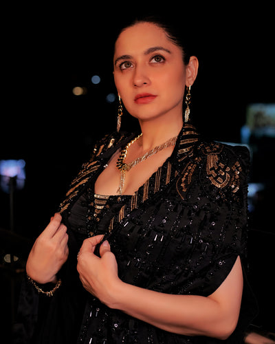 Sanjeeda Shaikh in Zoha Jacket Drape Set