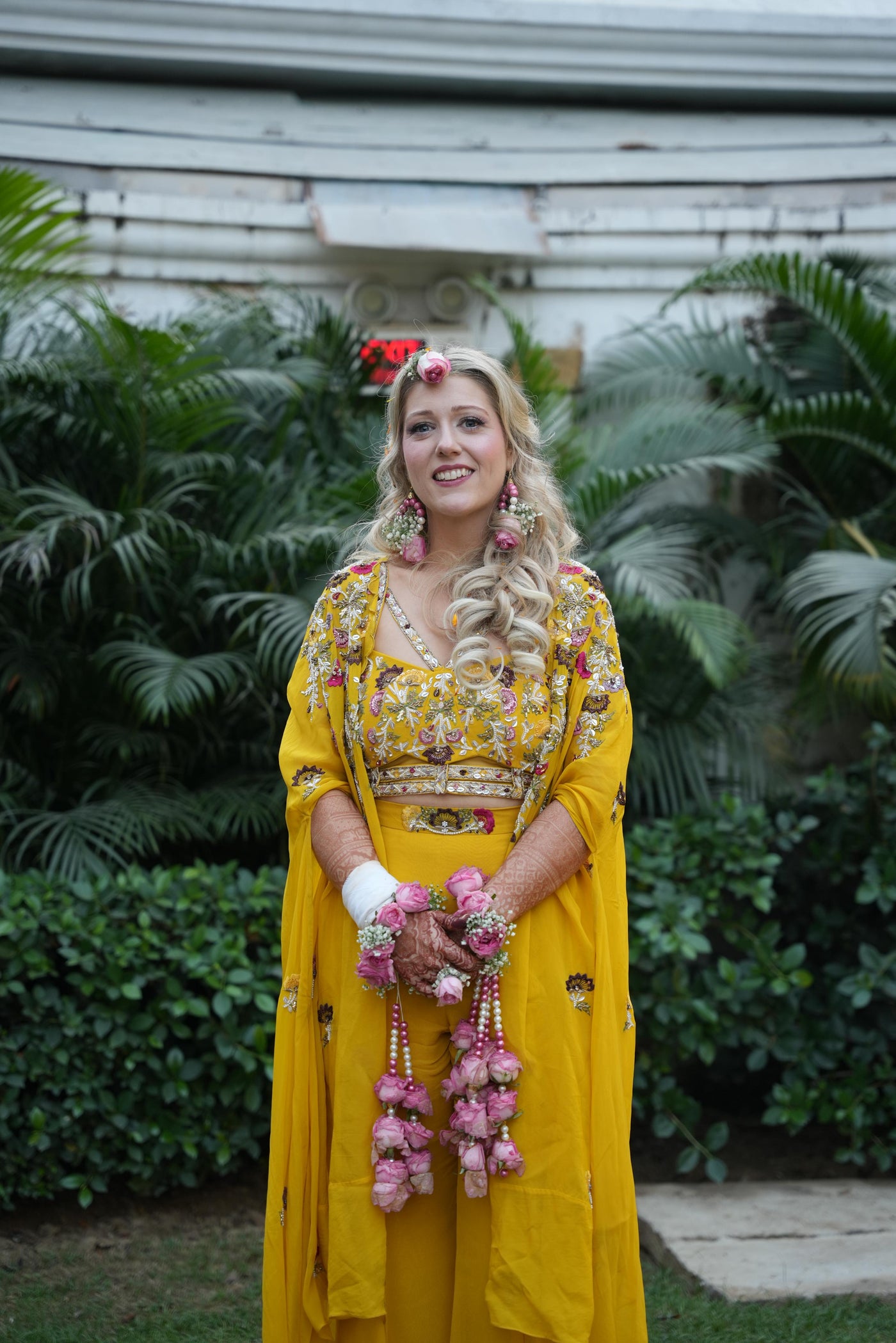 BRIDE: SARAH KELLY IN CUSTOM ANAHIRA CAPE WITH SKIRT AND CHOLI