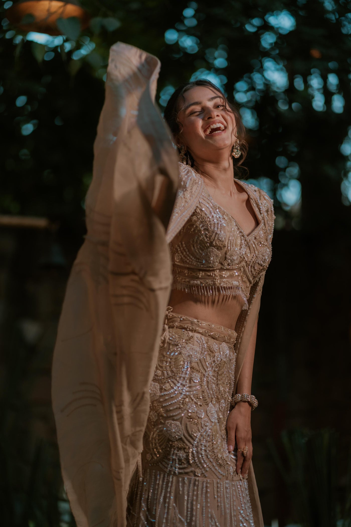 Janki Bodiwala in Bianca Fish Cut Lehenga