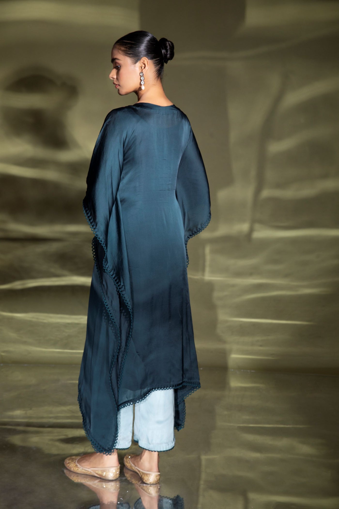 CERULEAN EMBROIDERED KAFTAN WITH PLAZO