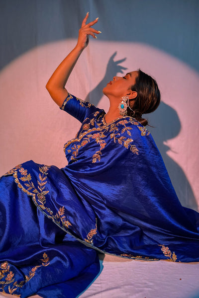 Tanumita Ghosh in Blue Hand Crafted Saree