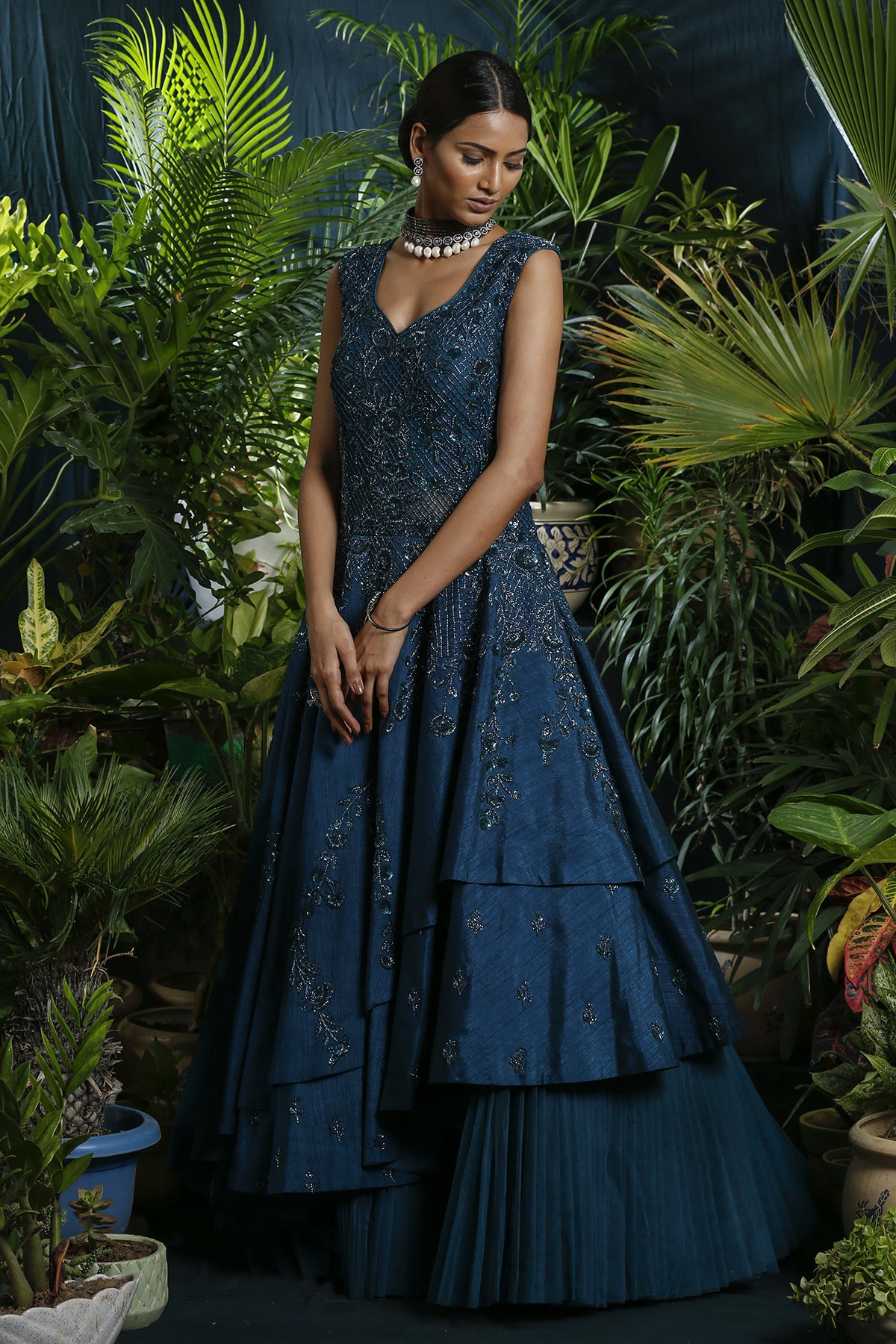 Peacock Triple Layer Gown