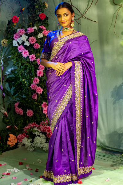 Purple Hand Crafted Saree