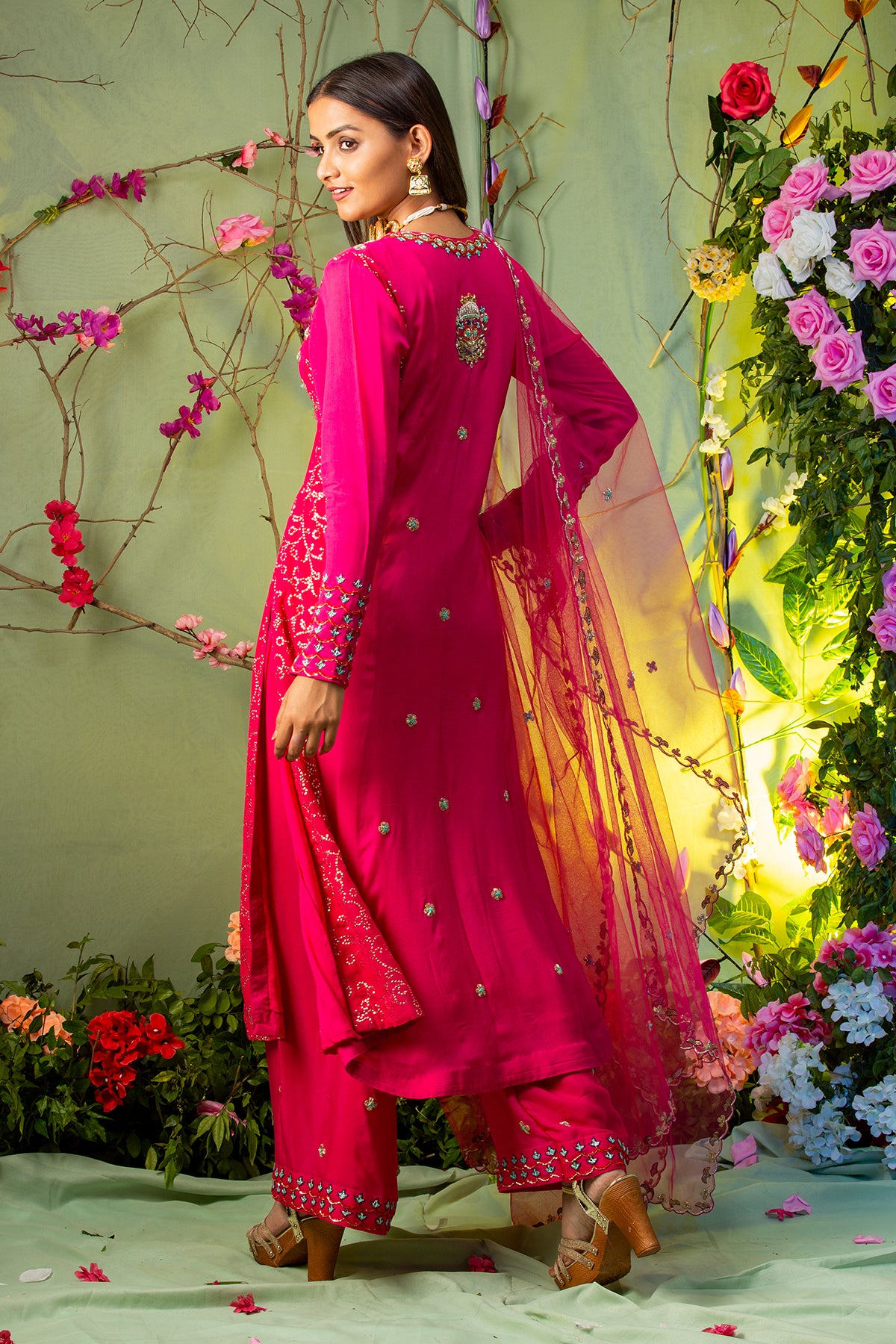 Niki Mehra in Hot Pink Embroidered Kurta Set
