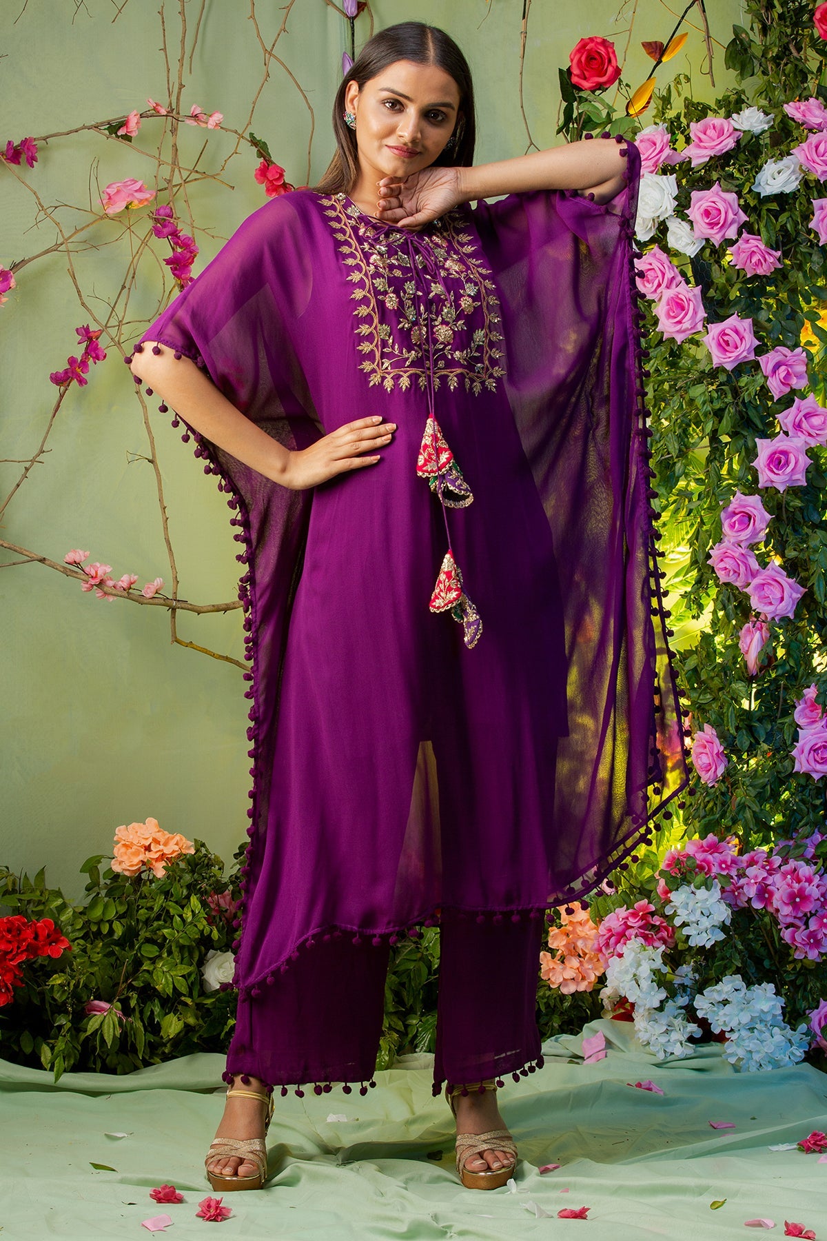 Heena Somani in Purple Kaftan With Inner and Palazzo